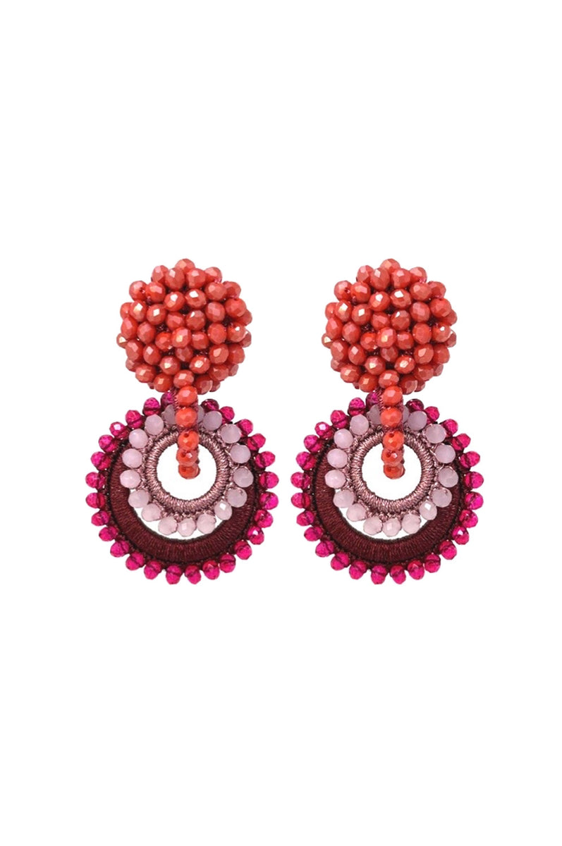 Bibi Marini Coral Red & Fuchsia Mini Sundrop Earrings