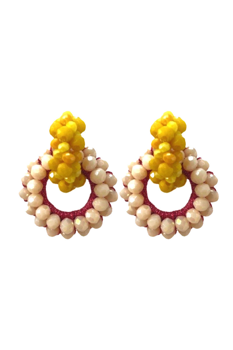 Bibi Marini Yellow & Nude Mini Hoop Earrings
