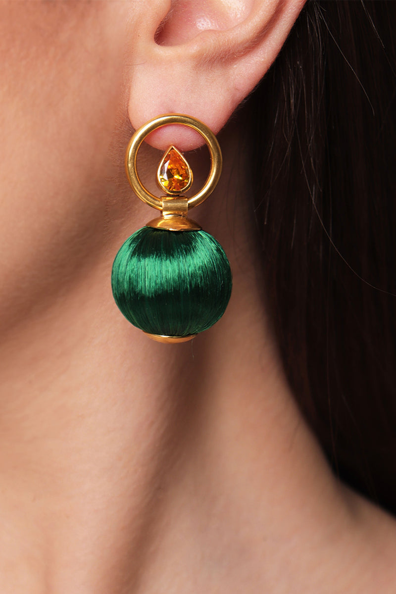 Katerina Makriyianni Fireball Earrings Green