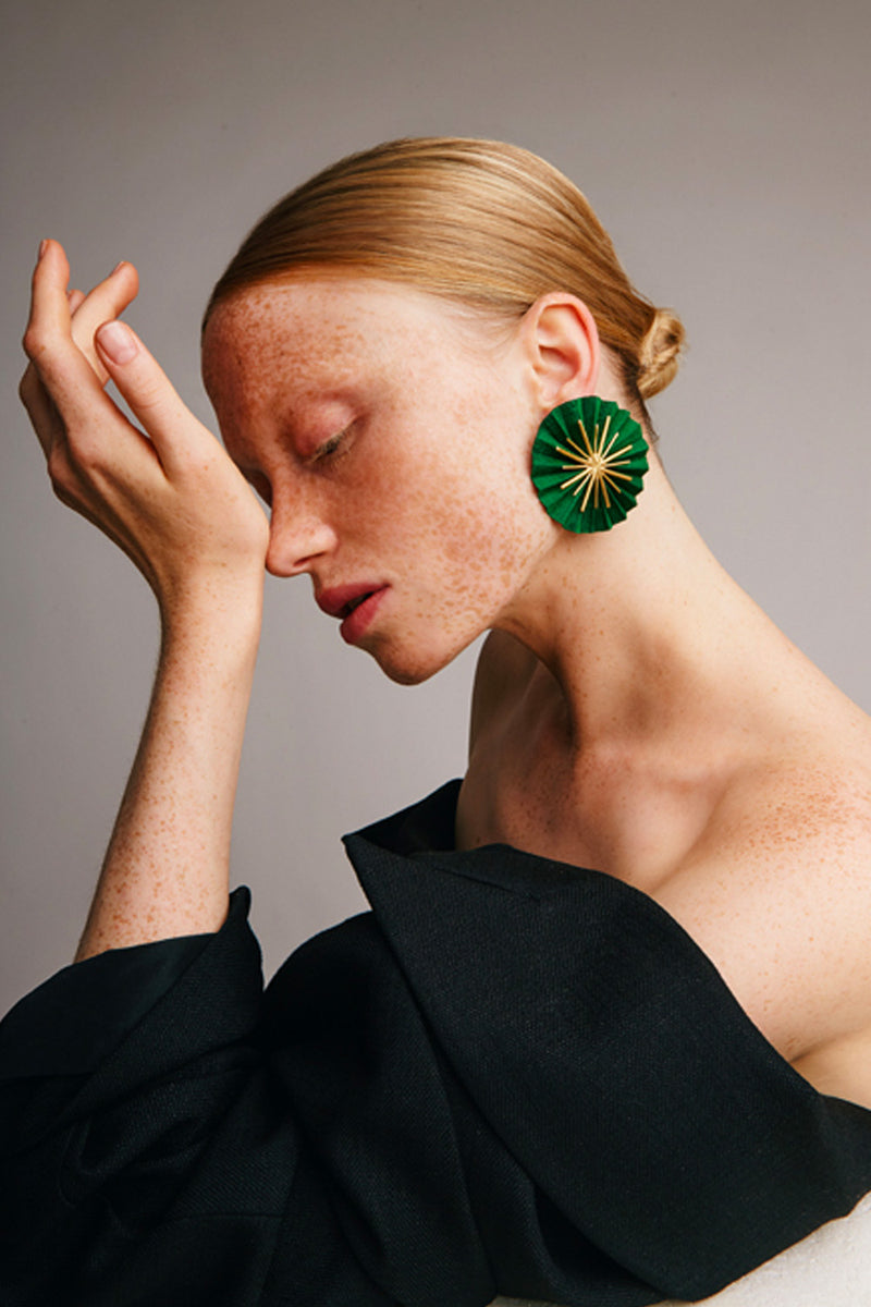 Katerina Makriyianni Star Earrings Green